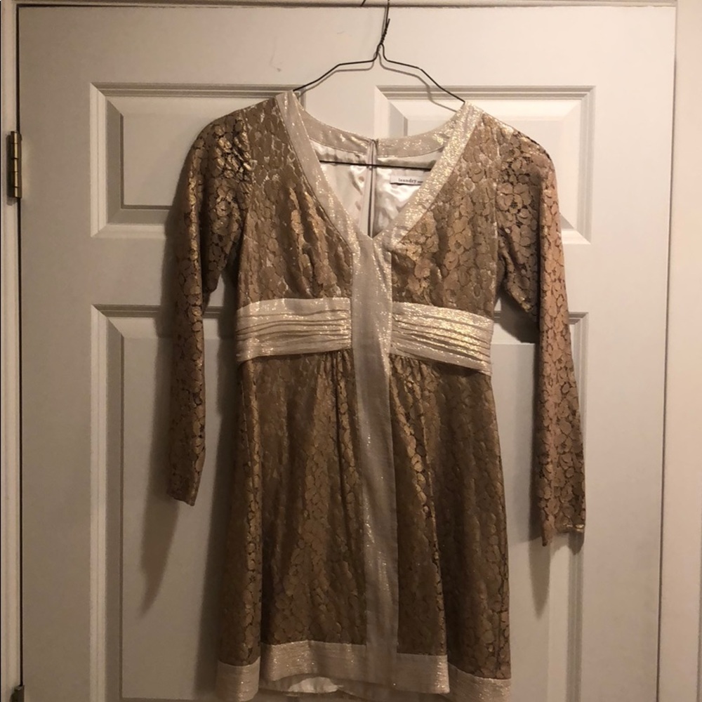 Beautiful shimmery gold lace mini dress by Laundry